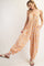 Peach Printed Button Detail Jumpsuit