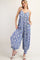 Royal Blue Printed Button Detail Jumpsuit