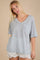 Blue Striped Oversized V-Neck Front Pocket T-Shirt
