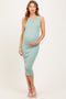 Mint Green Ribbed Sleeveless Maternity Midi Dress