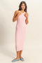 Light Pink Round Neck Bodycon Ribbed Knit Midi Dress
