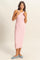 Light Pink Round Neck Bodycon Ribbed Knit Midi Dress