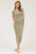 Light Olive Short Sleeve Rib Knit Midi Dress