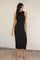 Black Mock Neck Side Slit Midi Dress