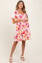 Cream/Red Floral Smocked Top Maternity Mini Dress