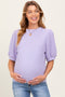 Lavender Knit Maternity Puff Sleeve Top
