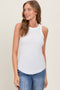 Ivory Ribbed Basic Crew Neck Tank