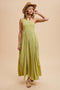 Green Smocked One Shoulder Maxi Dress