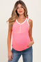 Pink Striped Ribbed Button Front Maternity Tank Top