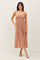 Rust Printed Sleeveless Midi Dress