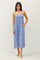 Blue Printed Sleeveless Midi Dress