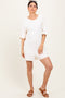 Cream V Back Short Sleeve Pocketed Romper