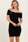 Black Off Shoulder Knit Mini Dress