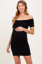 Black Off Shoulder Knit Maternity Mini Dress