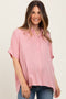Light Pink Dolman Sleeve Button Down Maternity Blouse