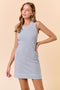 Heather Grey Contrast Stitch Sleeveless Mini Dress