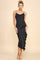 Black Ruched Ruffle Detail Sleeveless Midi Dress