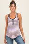 Light Pink Striped Button Front Maternity Tank Top