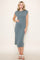 Light Olive Solid Short Sleeve Midi Dress