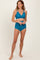 Teal Scalloped V-Neck High Waist Two-Piece Swimsuit