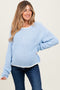 Light Blue Contrast Trim Maternity Sweater