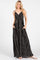 Black Striped Double Strap V-Neck Maxi Dress