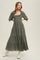 Olive Smocked Ruffle Detail Tiered Midi Dress