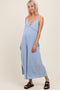 Light Blue Chambray V-Neck Sleeveless Wide Leg Maternity Jumpsuit