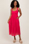 Fuchsia Cinched Bust Cutout Midi Dress