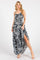 Charcoal Floral Waist Tie Maxi Dress