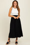 Black Contrast Knit Top Sleeveless Midi Dress