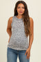 Grey Leopard Printed Ruffle Maternity Tank Top