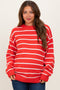Red Striped Oversized Maternity Sweater
