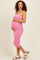 Pink Fitted Tube Knit Maternity Midi Dress