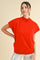 Red Mock Neck Knit Top