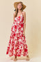 Red Floral Cutout Tie Back Maxi Dress