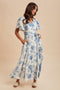 Ivory Multi Floral Flutter Sleeve Maxi Dress