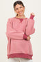 Mauve Fleece Oversized Contrast Trim Maternity Sweatshirt