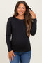 Black Ribbed Long Sleeve Maternity Top