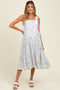 Blue Floral Tiered Sleeveless Maternity Midi Dress