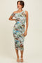 Multicolor Floral Animal PrintOne Shoulder Mesh Midi Dress