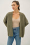 Olive Crochet Knit Scallop Detail Open Cardigan
