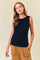 Black Textured Rib Ruffle Detail Tank Top