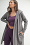 Grey Hooded Long Cardigan