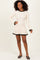 Ivory Ribbed Knit Contrast Ruffle Trim Mini Dress