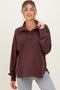 Burgundy Brushed Knit Button Collar Maternity Pullover