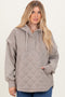 Taupe Quilted Contrast Button Hoodie