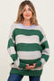 Green Wide Stripe Chunky Knit Maternity Sweater