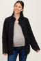 Black Quilted Oversized Maternity Jacket