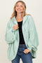Sage Solid Terry Long Dolam Sleeve Vintage Hoodie